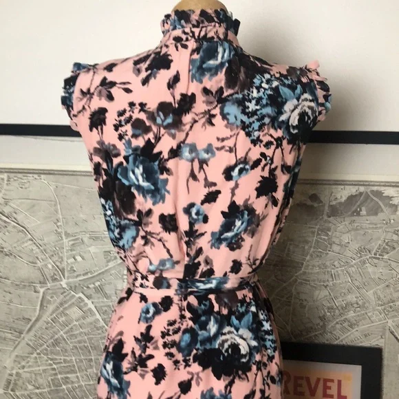ERDEM SEBLA Floral Pink and Blue Sleeveless Dress Size 6 - Picture 12 of 16